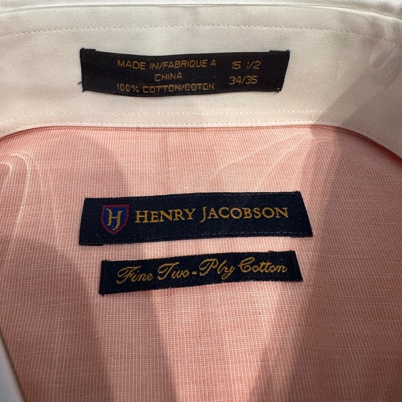 New Henry Jacobson dress shirt, 15 1/2” neck, 34/35" sleeve, barrel cuffs - Picture 2 of 3